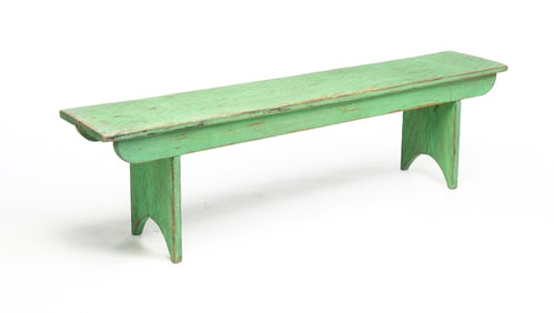 APPLE GREEN PAINTED COUNTRY BENCH.
