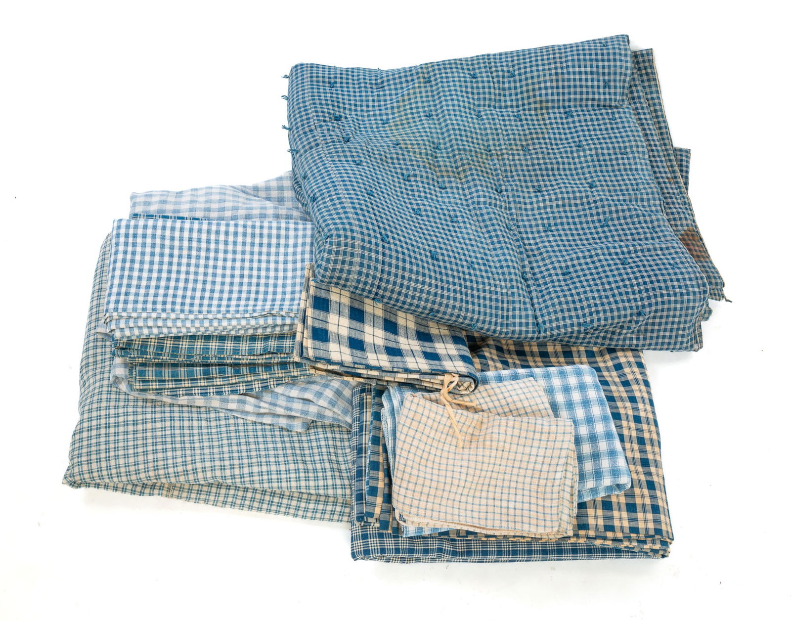 COLLECTION OF HOMESPUN COTTON AND LINEN FABRICS. (1 of 5)