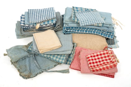 COLLECTION OF HOMESPUN COTTON AND LINEN FABRICS.