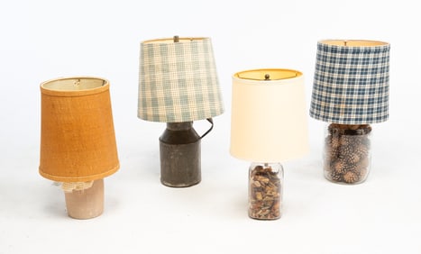 FOUR DECORATIVE LAMPS.