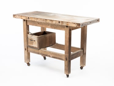 PRIMITIVE WOOD WORK BENCH.