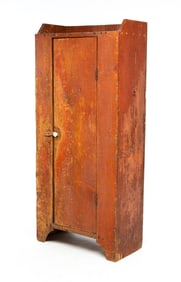 RED PAINTED COUNTRY CUPBOARD.