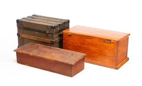 BLANKET CHEST, TOOL CHEST, AND STEAMER TRUNK.