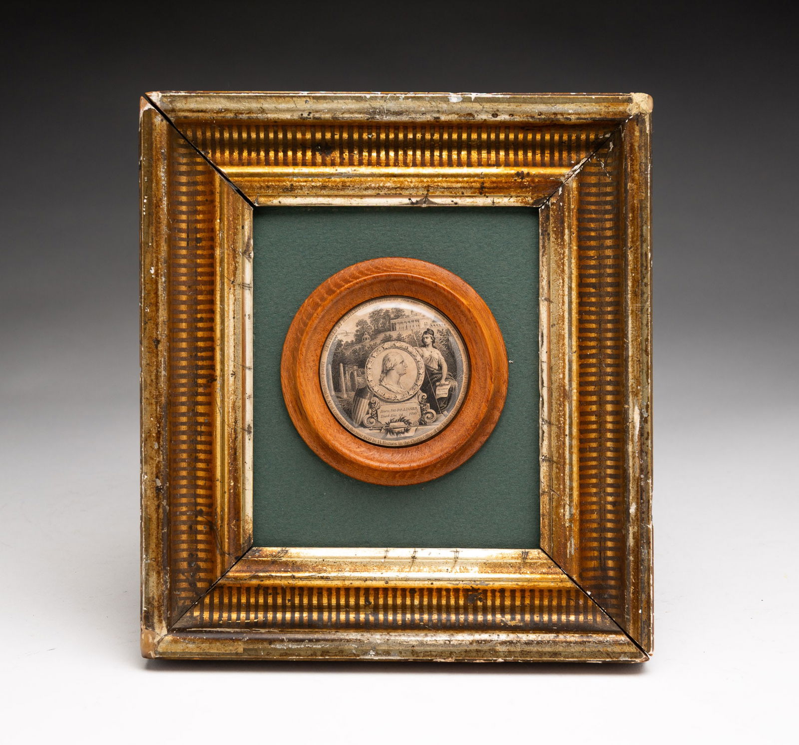 MINIATURE CIRCULAR FRAMED GEORGE WASHINGTON MOUNT VERNON ENGRAVING. (1 of 4)