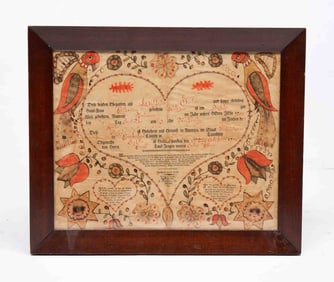 INK AND WATERCOLOR PRINTED PENNSYLVANIA FRAKTUR.