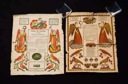 TWO PRINTED BIRTH FRAKTURS.