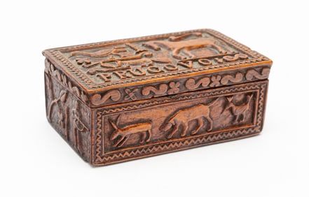 DIMINUTIVE BALKAN RELIEF CARVED BOX.