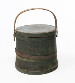 LARGE GREEN PAINTED FIRKIN.