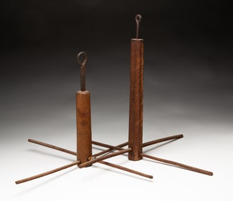 TWO HANGING HERB DRYING RACKS.