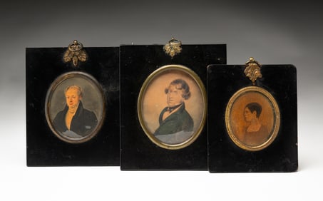 THREE FRAMED PAINTED SILHOUETTES.