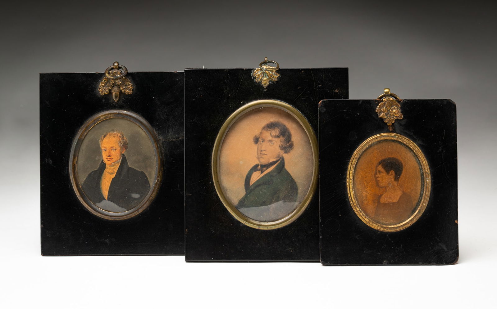 THREE FRAMED PAINTED SILHOUETTES. (1 of 5)