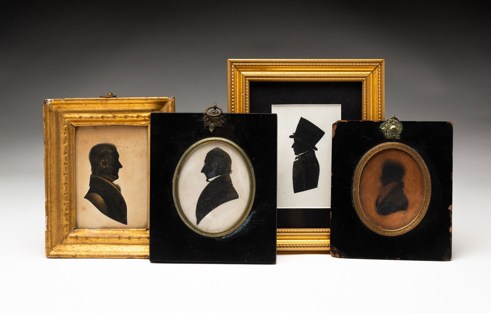 FOUR FRAMED PAINTED SILHOUETTES. (1 of 7)