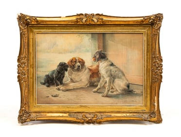 WATERCOLOR OF SPORTING DOGS BY EDMUND HENRY OSTHAUS (1858-1928).