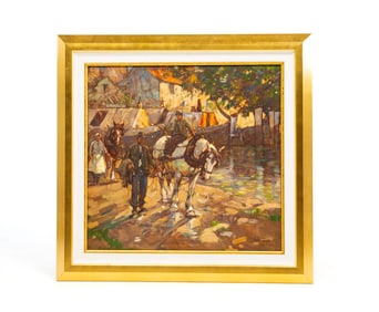 "JOURNEY"S END (LEAVING THE CANAL) BY LESLIE COPE (1913-2002).