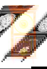 GILBERT REGULATOR CALENDAR WALL CLOCK. (1 of 5)