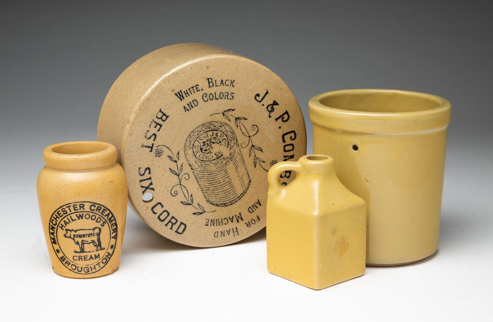 FOUR YELLOWWARE ITEMS. (1 of 5)