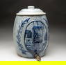 ROBINSON RANSBOTTOM COBALT DECORATED EARTHENWARE LIDDED WATER COOLER.