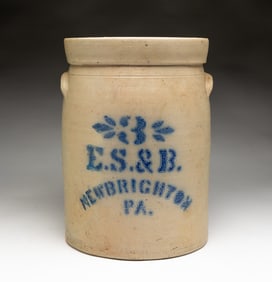 THREE GALLON E.S. & B. STONEWARE JAR.
