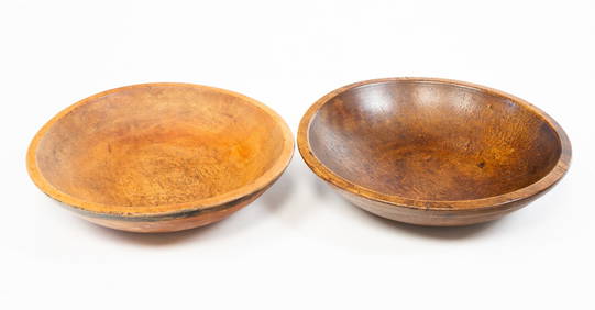 TWO TURNED WOOD BOWLS. (1 of 3)