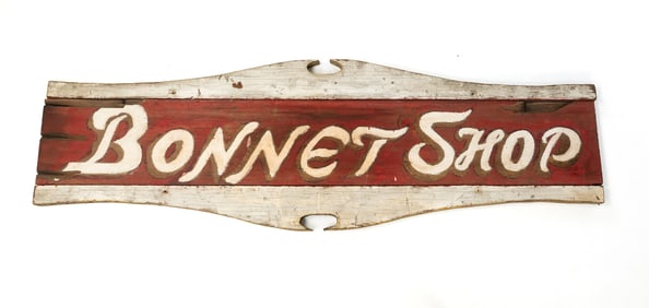 TWO SIDED "BONNET SHOP" TRADE SIGN BY C.A. PARKS.