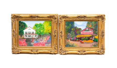 TWO FOLK ART PAINTINGS BY BETSY ROSS KOLLER.