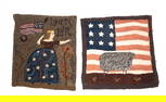 TWO PATRIOTIC HOOKED THROW RUGS.