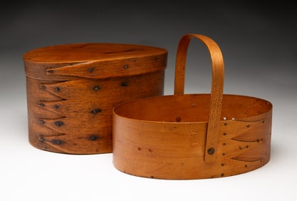 TWO SHAKER BENTWOOD CONTAINERS.