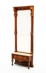 EASTLAKE VICTORIAN PIER MIRROR WITH MARBLE SHELF.