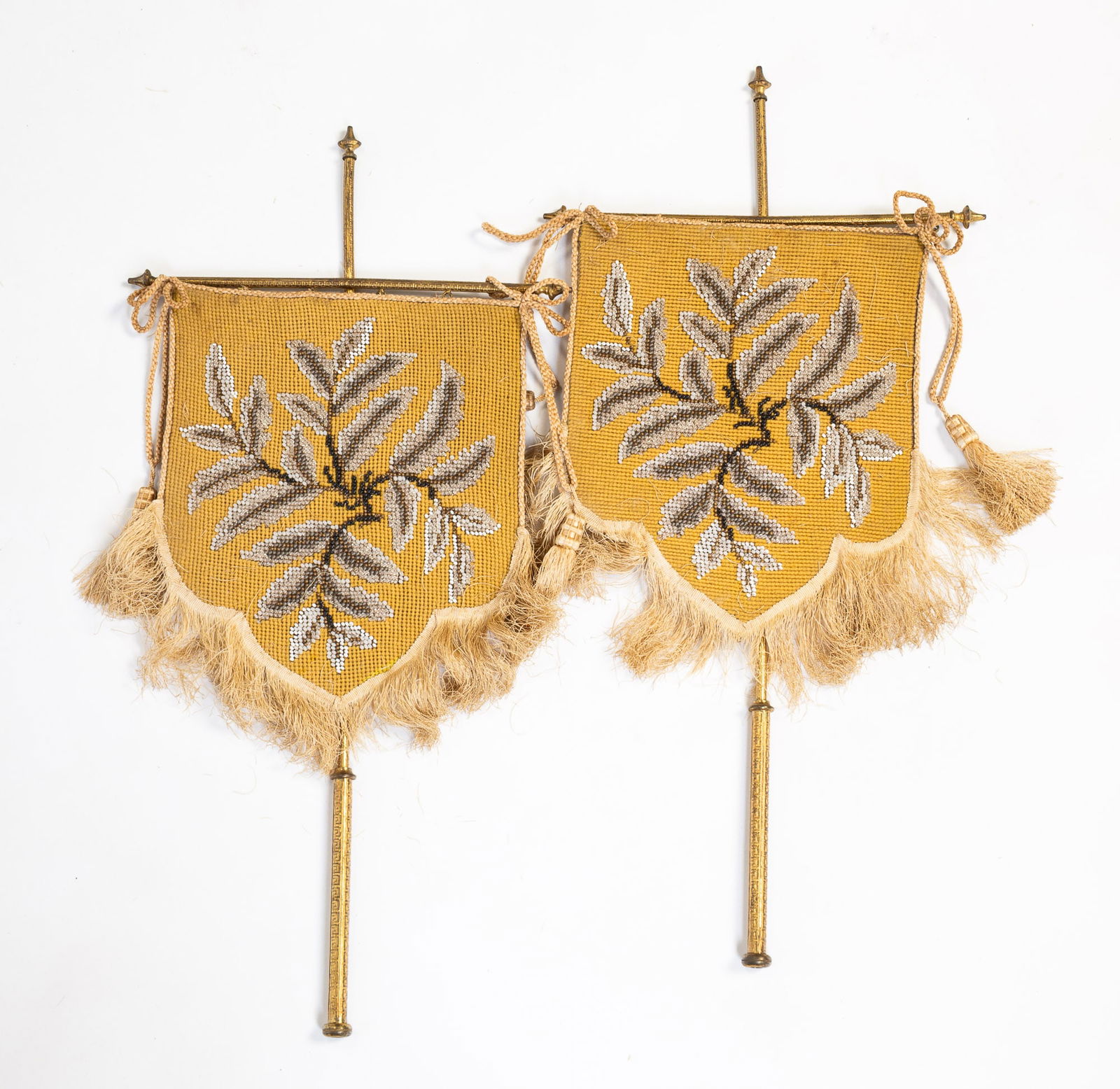 A PAIR OF BEADED CANDLE OR LAMP SCREENS. (1 of 5)