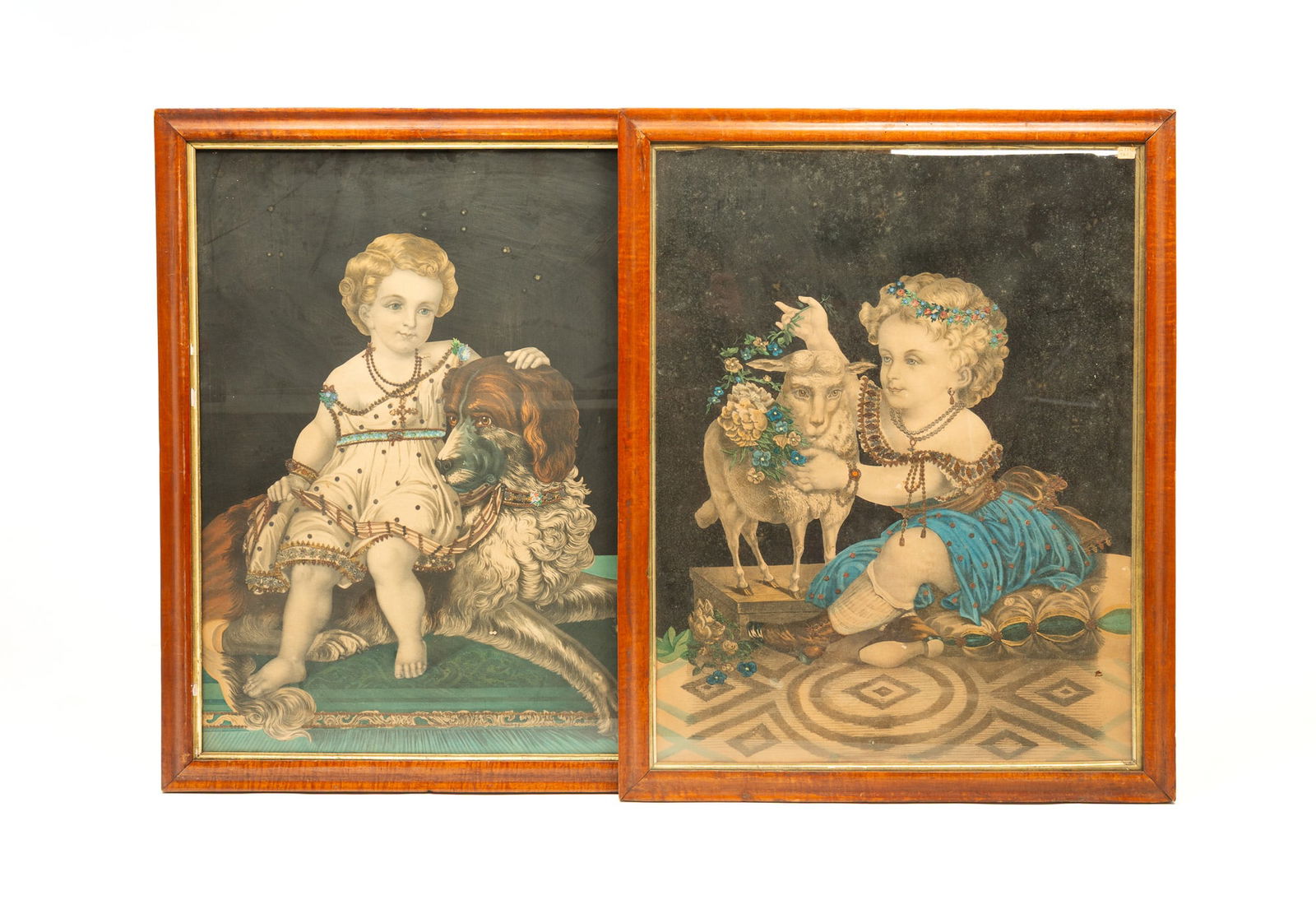 PAIR OF FRAMED LOUIS PRANG LITHOGRAPHS. (1 of 4)