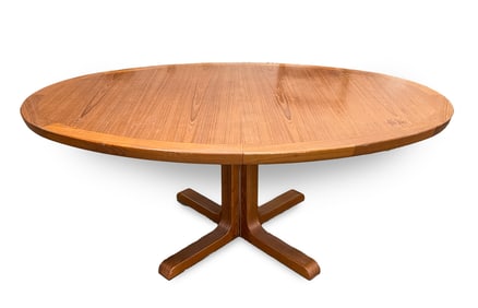 DANISH MODERN OVAL EXTENDABLE DINING TABLE BY SKOVBY.