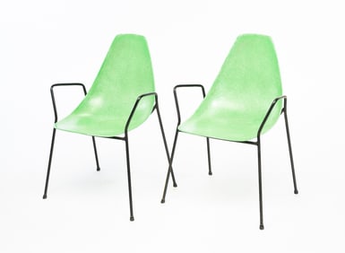 PAIR OF MIDCENTURY MODERN ARM CHAIRS ATTRIBUTED TO MEL ABITZ AND FOREST WILSON.