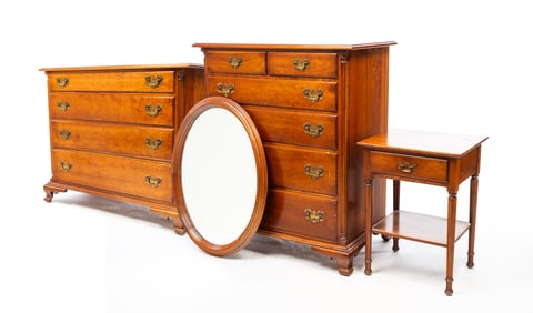 LEOPOLD STICKLEY "CHERRY VALLEY" BEDROOM SUITE.