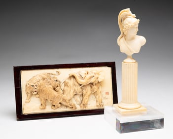 TWO NATURAL MATERIAL CARVINGS.