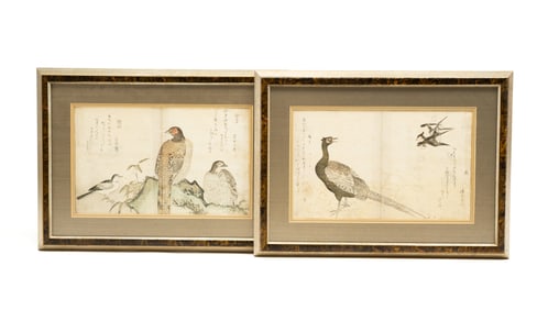 TWO JAPANESE WOODBLOCK PRINTS OF BIRDS BY UTAMARO KITAGAWA (1754–1806).
