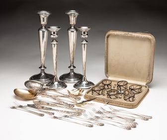 STERLING SILVER AND WEIGHTED STERLING TABLE ITEMS.