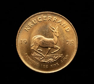 1 OZ 1978 SOUTH AFRICA KRUGERRAND GOLD COIN.