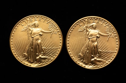 TWO U.S. LIBERTY 50-DOLLAR GOLD COINS, 1987.