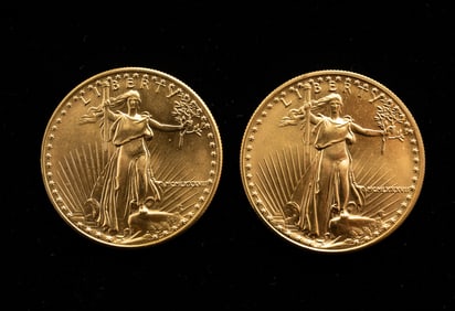 TWO U.S. LIBERTY 50-DOLLAR GOLD COINS, 1987.