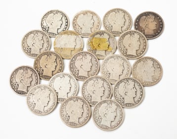 NINETEEN SILVER BARBER HALF-DOLLARS.