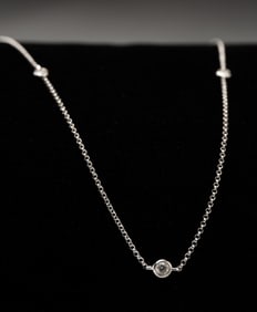 EFFY 14K WHITE GOLD DIAMOND STATION NECKLACE.