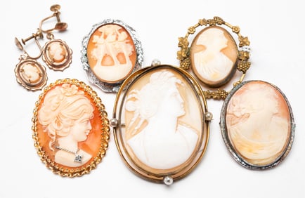 SMALL GROUP VINTAGE CAMEOS.