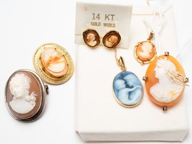 GROUP OF CAMEO JEWELRY.