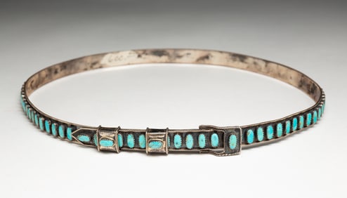 SIGNED NAVAJO OLD PAWN HAT BAND.