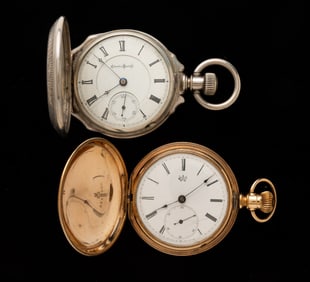 TWO TRANSITIONAL COLUMBUS POCKET WATCHES.