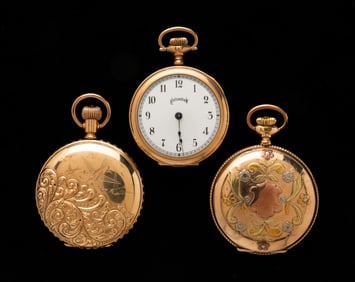 THREE 6S COLUMBUS POCKET/PENDANT WATCHES.
