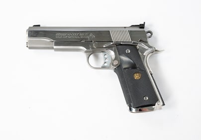 COLT NATIONAL MATCH GOLD CUP 45 ACP NICKEL PLATED PISTOL.