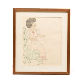 WOMAN IN A CHAIR BY INEZ WALKER (1911-1990).