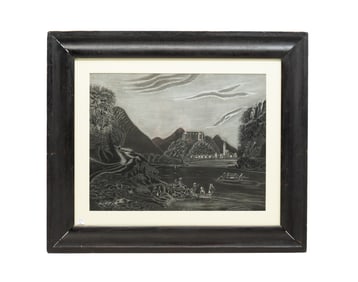 "ON THE RIVER DANUBE" SANDPAPER DRAWING.