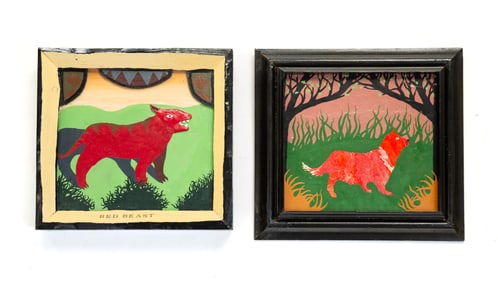 TWO OUTSIDER ART PAINTINGS BY MATTHEW FISHER.
